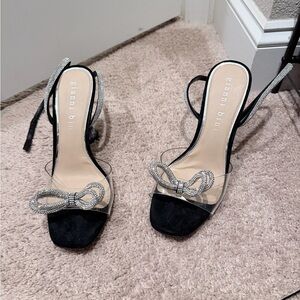 Gianni Bini Black and Silver Bow Heels